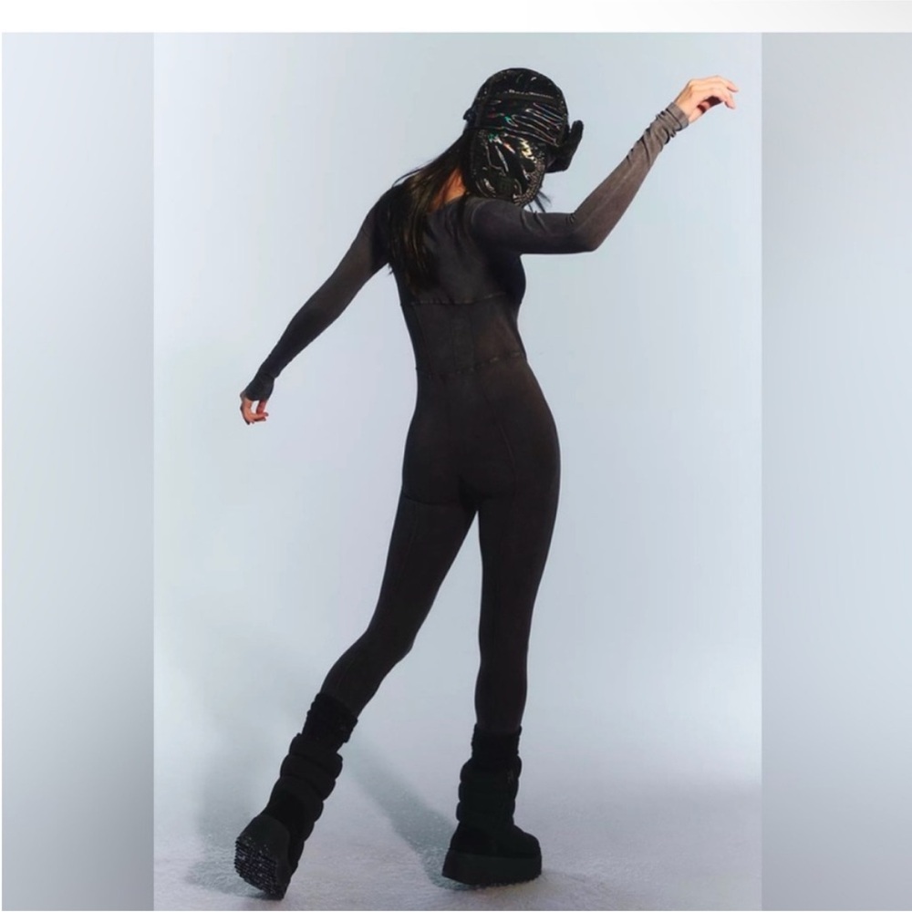NWOT! 🌟Free People Good Karma Corset Long Sleeve Onesie in Washed Black.XS/Small - Picture 2 of 9